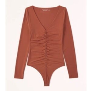 Abercrombie Long-Sleeve Ruched V-Neck Bodysuit Size Small NWT